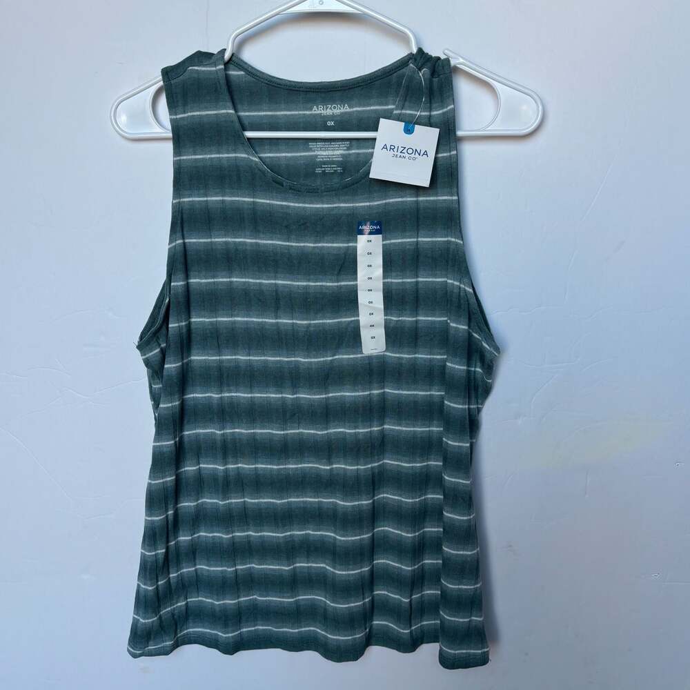 Arizona Jean Co. Striped Ribbed Tank Top Size 0X